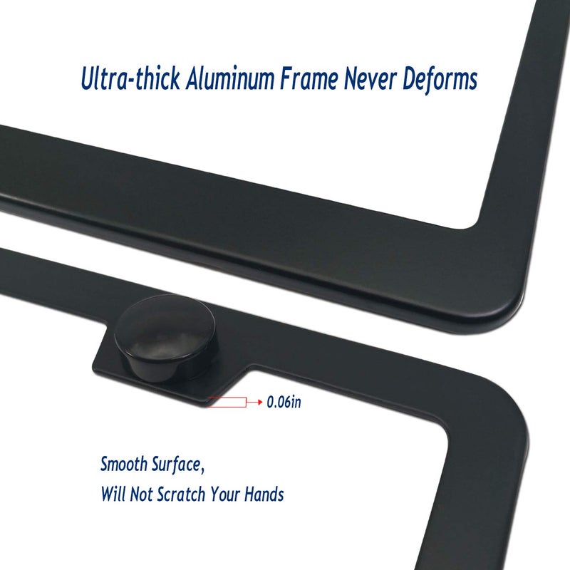 Aootf Anti Theft License Plate Frame- Tamper Proof Black Aluminum Car Tag Holder, 2 Pack Heavy Duty Universal Cover for Front and Rear, Stainless Steel Lock Security Screws(Self-Tapping), Nuts, Caps - Image 5